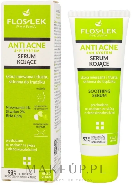 Сыворотка Floslek Anti Acne 24H System успокаивающая с ниацинамидом, салициловой кислотой и скваланом 50 мл