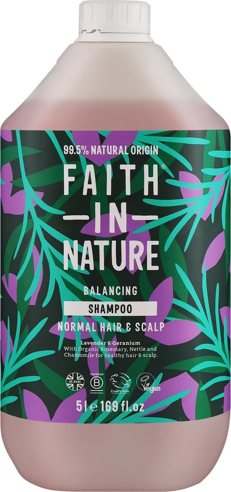 Шампунь для нормальных волос Faith In Nature Lavender + Geranium Shampoo Refill Лаванда и герань, сменная упаковка, 5000 мл