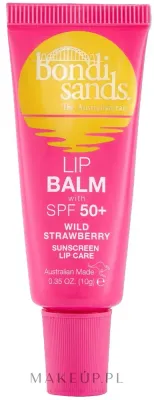Bondi Sands Sunscreen Lip Balm бальзам для губ солнцезащитный SPF50+ Wild Strawberry 10 г, бальзам с защитой от солнца с маслом ши и витамином Е, аромат земляники