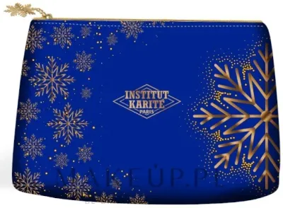 Косметичка велюровая Institut Karite Trousse Velour Noel Bleue Velvet Christmas Pouch, синяя, 1 шт
