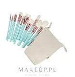 Набор кистей для макияжа ILU Basic Mu Turquoise Makeup Brush Set 12 шт. в белом чехле — фото 2