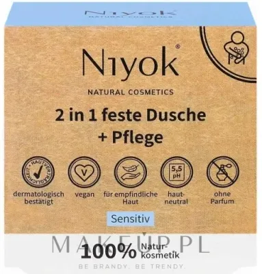 Мыло твёрдое для душа Niyok 2-in-1 Solid Shower Bar для чувствительной кожи, 80 г