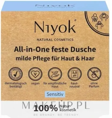 Мыло твёрдое для душа Niyok Solid Shower Bar Sensitive All-in-One, 80 г