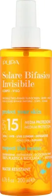 Pupa Milano Solare Bifasico Invisibile спрей солнцезащитный для тела двухфазный SPF 15 200 мл, невидимый спрей от загара с витамином E