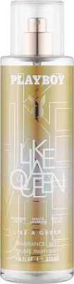 Playboy Like A Queen мист для тела парфюмированный Fragrance Mist 250 мл, спрей для тела с ароматом жасмина и бобов тонка
