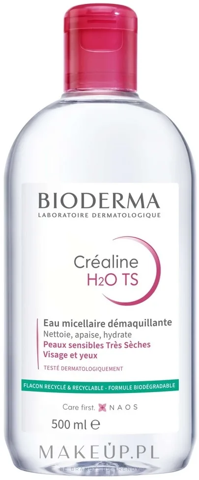Мицеллярная вода Bioderma Crealine H2O TS Micellar Cleansing Water для снятия макияжа, для чувствительной кожи, 500 мл