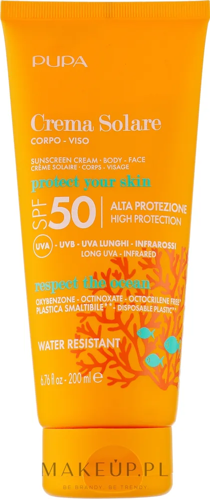 Крем для лица и тела Pupa солнцезащитный SPF 50 водостойкий 200 мл