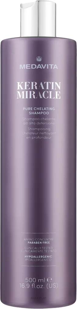 Шампунь глубоко очищающий хелатирующий Medavita Keratin Miracle Pure Chelating Shampoo для подготовки волос к выпрямлению, 500 мл