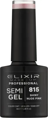Лак гелевый для ногтей полупрозрачный Elixir Make-up Semi Gel, быстрая полимеризация в лампе, 8 мл, оттенок 932 - Stone