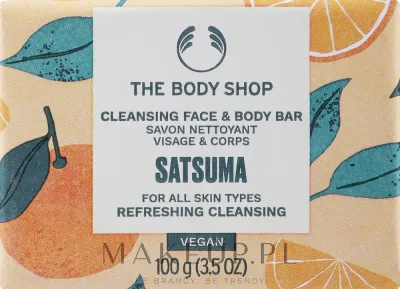 The Body Shop Satsuma мыло для лица и тела Cleansing Face and Body Bar 100 г, с экстрактом мандарина и маслом ши, цитрусовый аромат