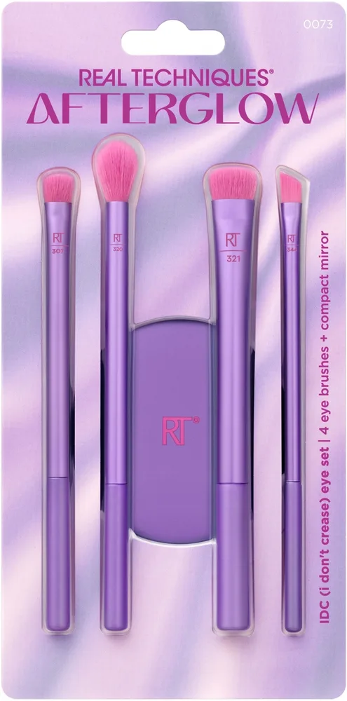 Набор Real Techniques Afterglow IDC Eye Set 4 кисти для макияжа глаз и зеркальце