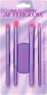 Набор Real Techniques Afterglow IDC Eye Set 4 кисти для макияжа глаз и зеркальце