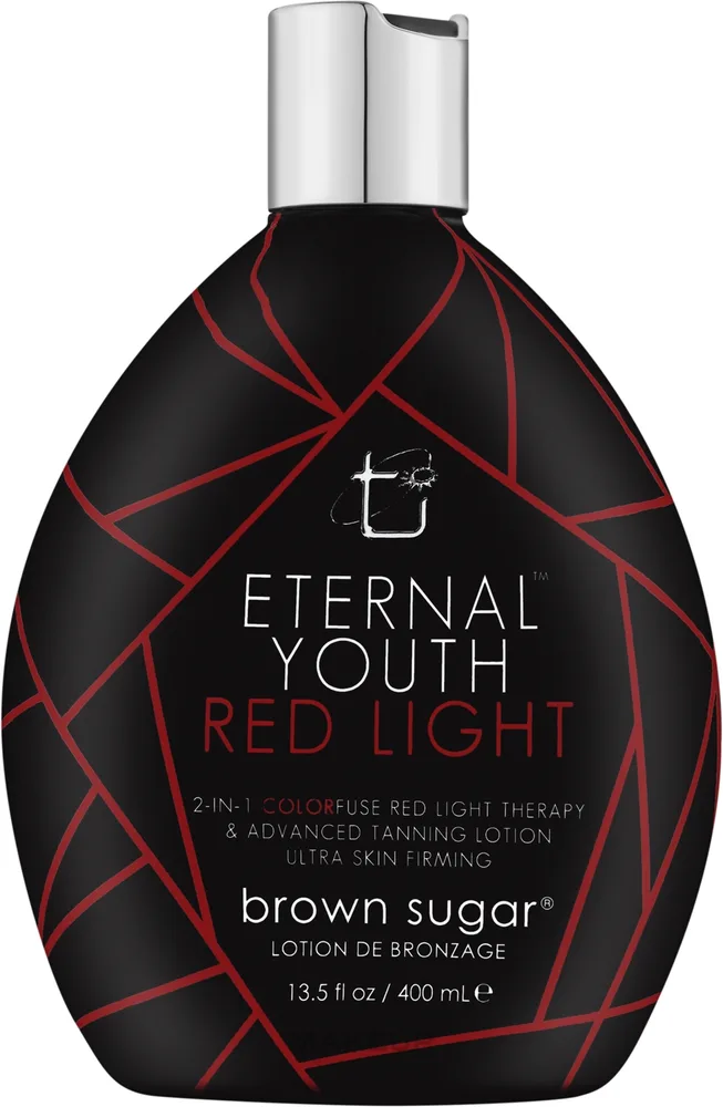 Молочко для загара в солярии Brown Sugar Eternal Youth Red Light антивозрастное с прозрачными бронзерами и гиалуроновой кислотой, 400 мл