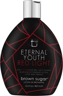 Молочко для загара в солярии Brown Sugar Eternal Youth Red Light антивозрастное с прозрачными бронзерами и гиалуроновой кислотой, 400 мл