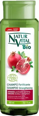 Шампунь Natur Vital органический укрепляющий с гранатом, женьшенем, алоэ и инулином, 300 мл, Испания