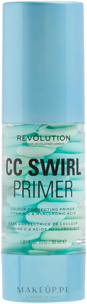 База под макияж Makeup Revolution CC Swirl Primer корректирующая, с тремя пигментами, 30 мл