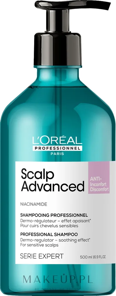 Шампунь успокаивающий L'Oreal Professionnel Scalp Advanced Niacinamide Dermo-Regulator Shampoo, для чувствительной кожи головы, 500 мл / 1500 мл