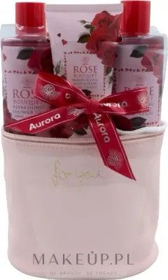 Набор Aurora Rose Bouquet гель для душа 200 мл шампунь 200 мл лосьон для тела 100 мл и косметичка