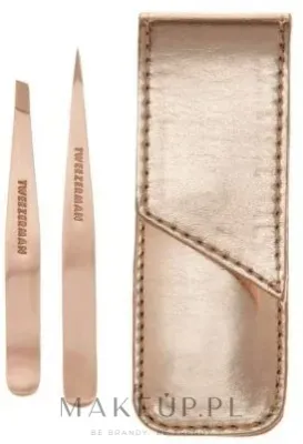 Набор пинцетов Tweezerman Rose Gold Petite Tweeze Set в цвете розового золота, с футляром, 2 шт