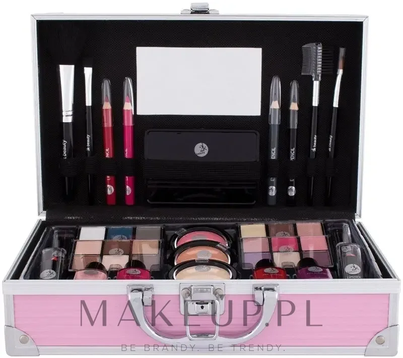 Косметический чемодан Cosmetic 2K Miss Pinky Born To Be Pink, с раскладными лотками