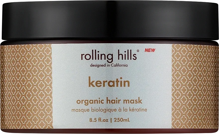 Rolling Hills Keratin Organic Hair Mask маска для волос с кератином для сухих и поврежденных волос, разглаживающая, увлажняющая 250 мл