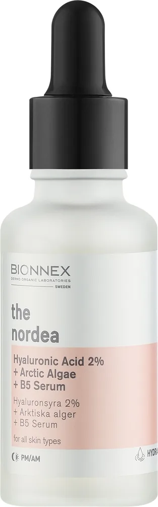 Увлажняющая сыворотка для лица Bionnex Nordea с гиалуроновой кислотой 2%, арктическими водорослями и B5 30 мл