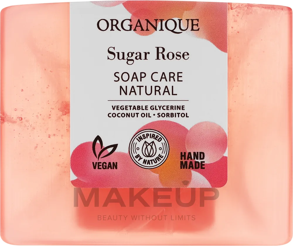 Мыло натуральное питательное Organique Soap Care Natural Sugar Rose, глицериновое, ручной работы, 100 г
