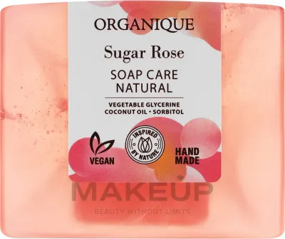 Мыло натуральное питательное Organique Soap Care Natural Sugar Rose, глицериновое, ручной работы, 100 г