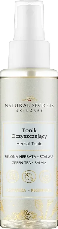 Очищающий тоник Natural Secrets Zielona Herbata i Szałwia для жирной и проблемной кожи, 100 мл