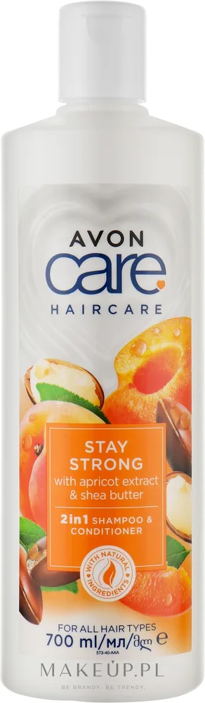 Шампунь и кондиционер 2 в 1 Avon Care Stay Strong Apricot and Shea Butter Shampoo And Conditioner с экстрактом абрикоса и маслом ши, 700 мл