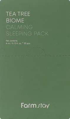 FarmStay Tea Tree Biome Calming Sleeping Pack маска для лица ночная несмываемая успокаивающая с чайным деревом 20 x 4 мл