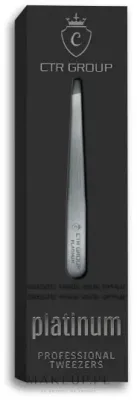 Пинцет для бровей CTR Platinum Professional скошенный, ручная заточка, 1 шт