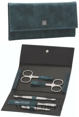 Маникюрный набор Erbe Solingen Ocean Blue 5 предметов, нержавеющая сталь, футляр из воловьей кожи на кнопке