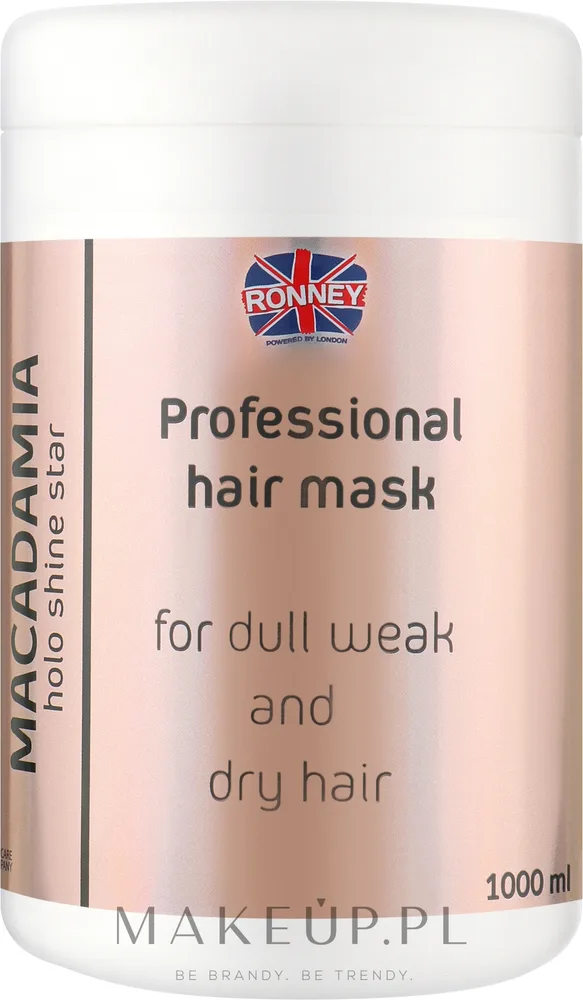 Ronney Professional Ronney Professional Holo Shine Star Macadamia Mask - Маска для волос Ronney Holo Shine Star с маслом макадамии, для тонких и сухих волос, питание и блеск, 1000 мл