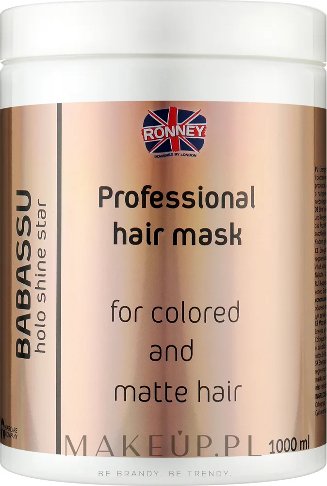 Ronney Professional Ronney Professional Holo Shine Star Babbasu Mask - Маска для окрашенных волос Ronney Holo Shine Star укрепляющая, масло бабассу, для тусклых волос, восстановление, 1000 мл
