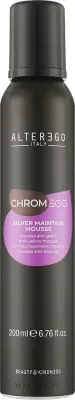 Alter Ego Italy Alter Ego ChromEgo Silver Maintain Anti-Yelllow Neutralizing Mousse - Пенка для светлых и седых волос Alter Ego ChromEgo Silver Maintain Anti-Yellow Neutralizing Mousse, нейтрализует желтизну, 200 мл