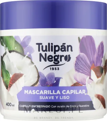 Маска для пушащихся волос Tulipan Negro Soft & Smooth мицеллярная, кокосовое масло, кератин, креатин, 400 мл
