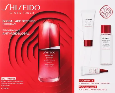 Набор Shiseido Ultimune концентрат для лица пенка для умывания тонер и концентрат для век 50+15+30 мл