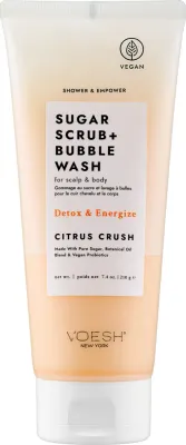 Voesh Voesh Sugar Scrub+Bubble Wash Citrus Crush - Сахарный скраб 2 в 1 для кожи головы и тела Citrus Crush с цитрусовым ароматом 210 г