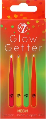 Набор пинцетов W7 Glow Getter Neon Tweezer Set неоновый, скошенные, прямой и остроконечный, 4 шт