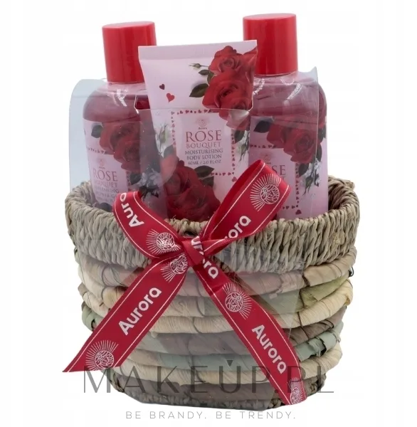 Набор Aurora Rose Bouquet гель для душа шампунь и лосьон для тела с ароматом розы в корзинке 2x180+60 мл