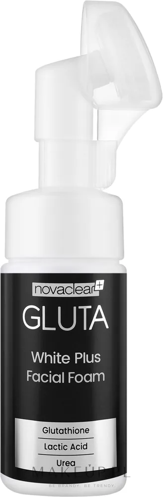 Novaclear Gluta White Plus пенка для умывания очищающая с силиконовой щёточкой, с альфа-арбутином и витамином С 100 мл
