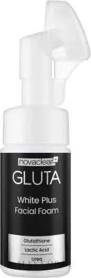 Novaclear Gluta White Plus пенка для умывания очищающая с силиконовой щёточкой, с альфа-арбутином и витамином С 100 мл