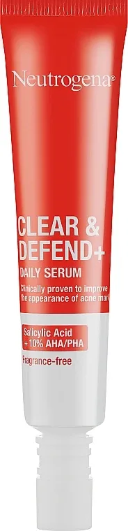 Сыворотка для лица Neutrogena Clear & Defend+ с кислотами AHA, BHA и PHA для проблемной кожи 30 мл