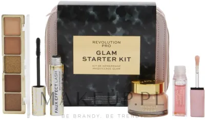 Revolution PRO Glam Starter Kit набор для макияжа 5 предметов, крем для лица, палетка теней, тушь, масло для губ, косметичка