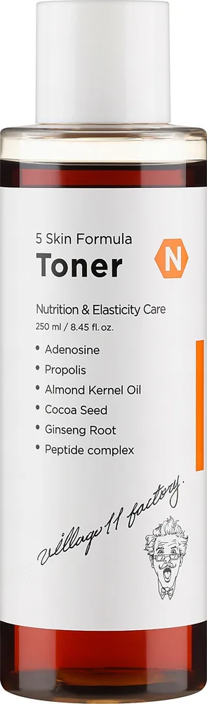Village 11 Factory Skin Formula Toner N тоник для лица питательный с прополисом 250 мл, корейский уход с женьшенем и гиалуроновой кислотой