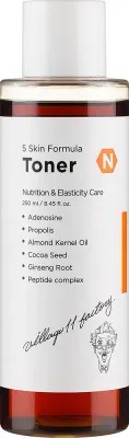 Village 11 Factory Skin Formula Toner N тоник для лица питательный с прополисом 250 мл, корейский уход с женьшенем и гиалуроновой кислотой