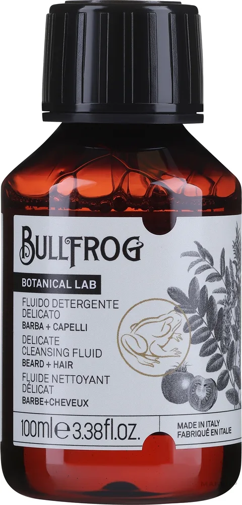 Шампунь Bullfrog для волос и бороды с экстрактом томата, мятой и лакрицей, 500 мл, Италия