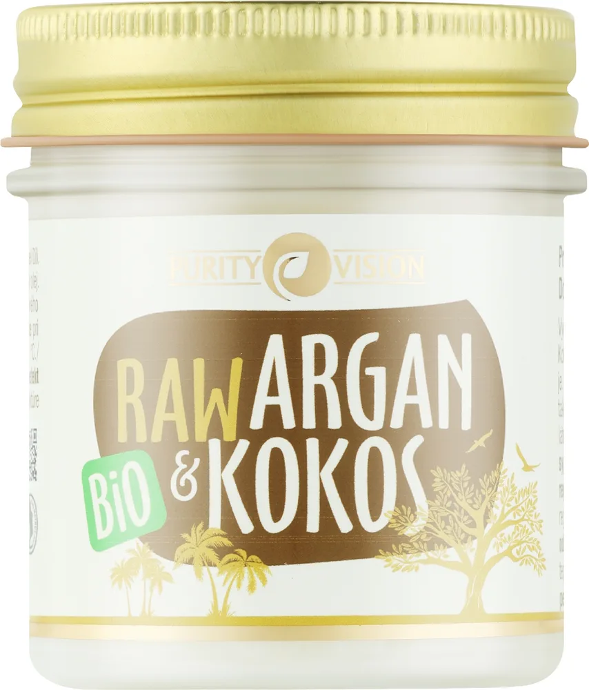 Кокосово-аргановое масло Purity Vision Bio Raw для лица тела и волос
