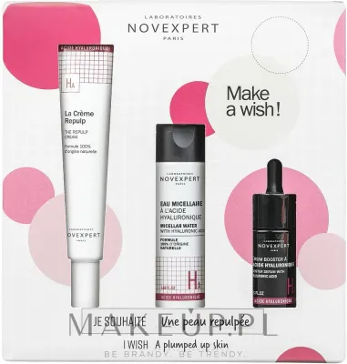 Набор Novexpert Plumped Up Skin крем мицеллярная вода и сыворотка с гиалуроновой кислотой и маслом ши 40+50+10 мл